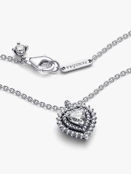 Sparkling Heart Halo Pendant Necklace