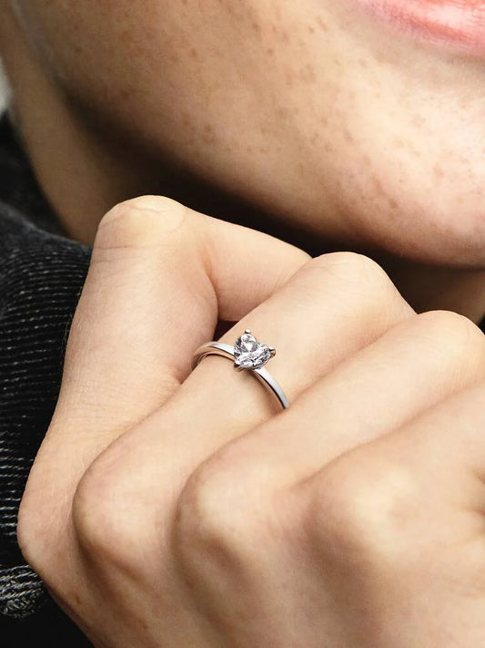 Sparkling Heart Solitaire Ring